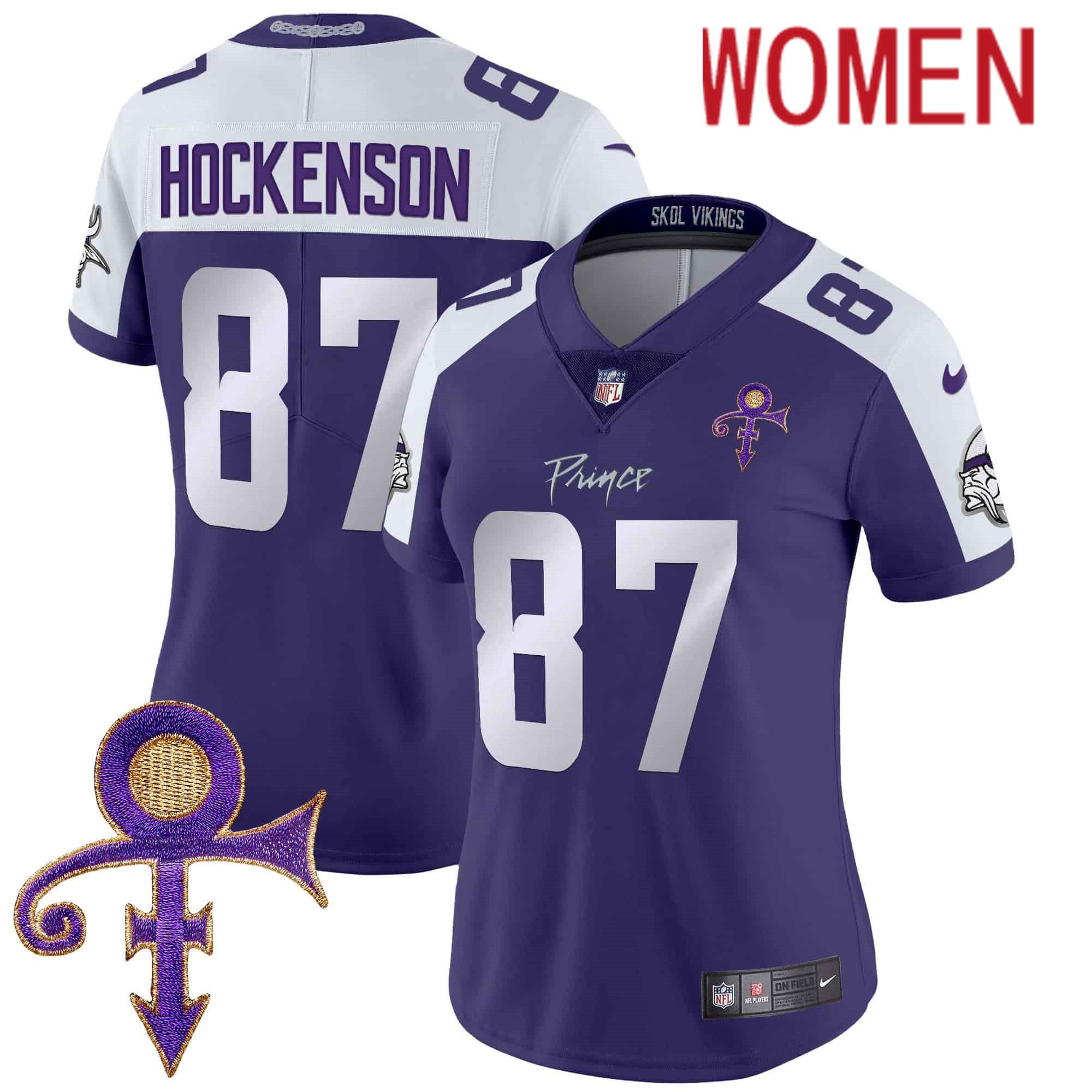 Women Minnesota Vikings #87 Hockenson Purple 2024 Nike Prince Vapor Limited NFL Jersey